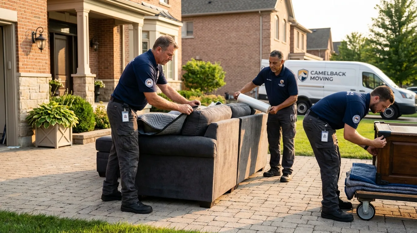 Large estate moving crew wrapping furniture in Wellington, KS
